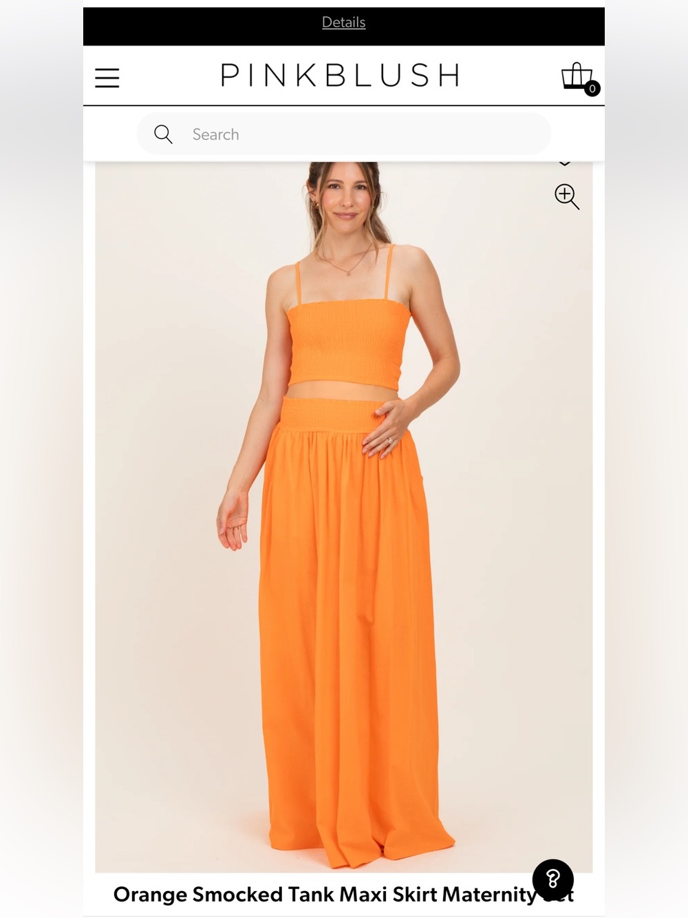 NWT Pinkblush Orange Maxi Skirt - Smocked Waist - 2 Piece Set
